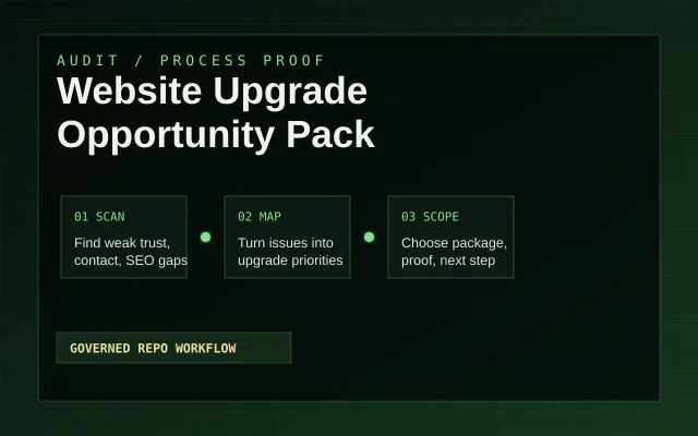 Website Upgrade Opportunity Pack sample showing audit-led website planning.